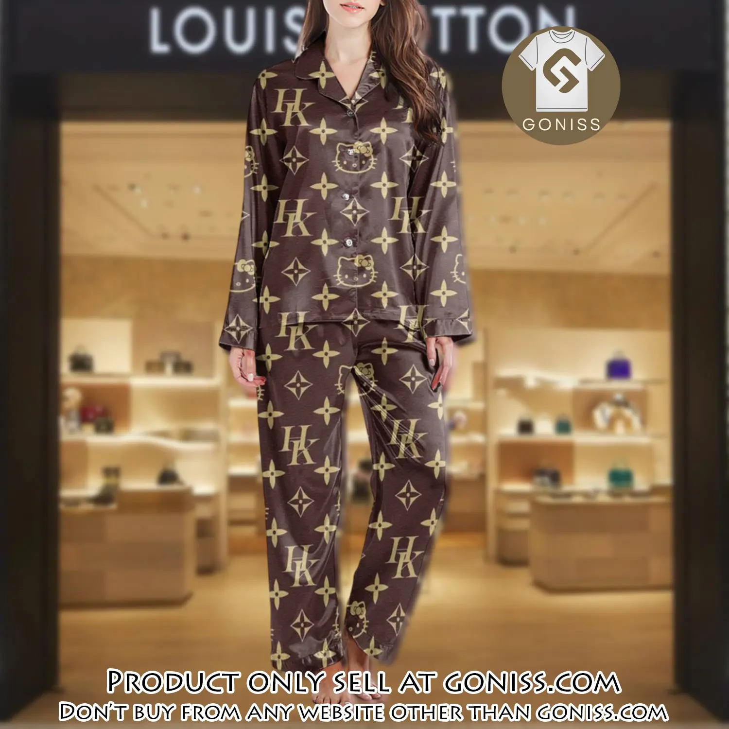 Lv monogram long satin pajama set pjs1017 gn1214833
